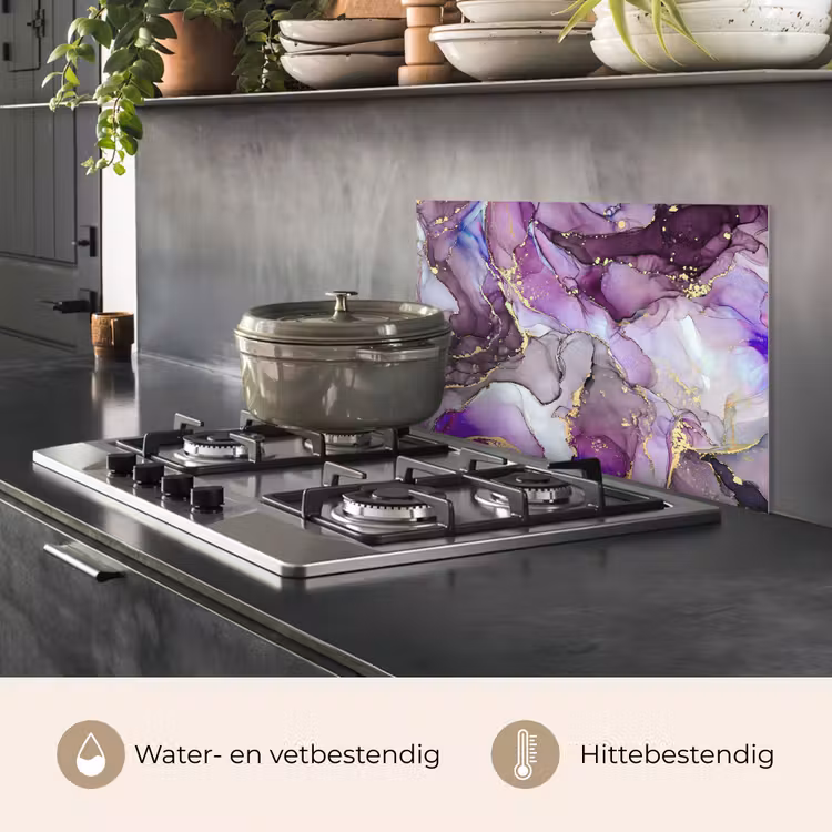 Spatscherm keuken - Marmer - Roze - Paars - Gold — 7