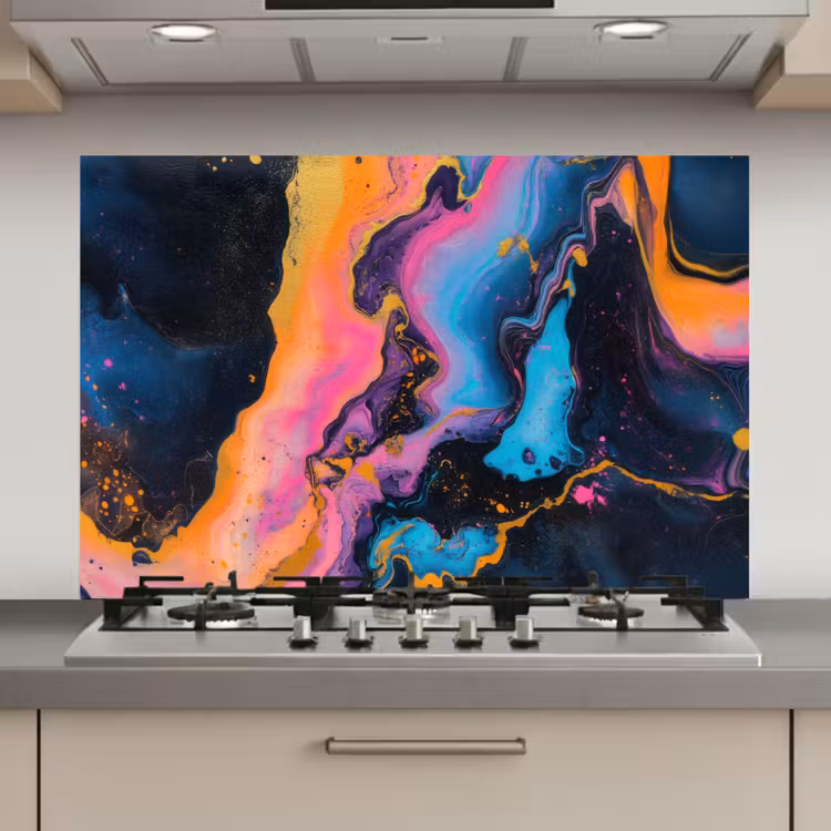 Spatscherm keuken - Modern - Marmer - Oranje — 1