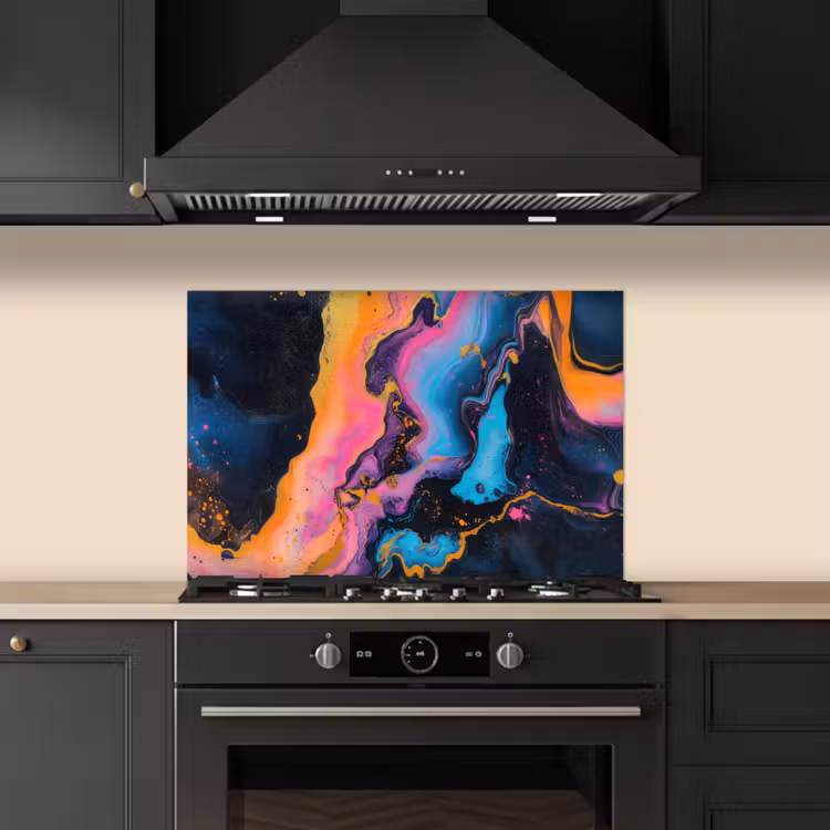 Spatscherm keuken - Modern - Marmer - Oranje — 2