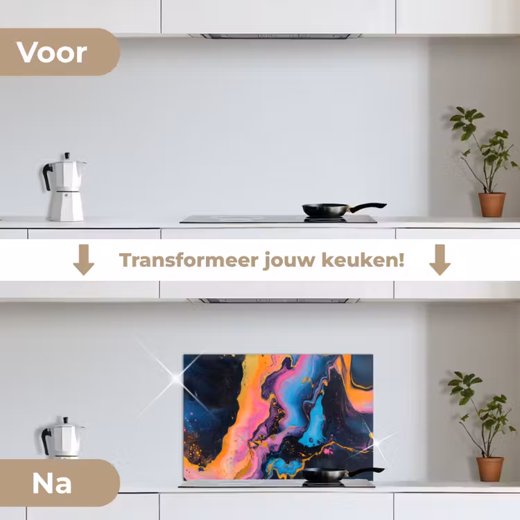 Spatscherm keuken - Modern - Marmer - Oranje — 3