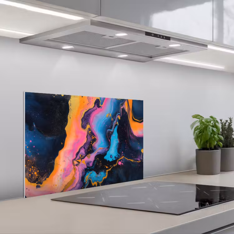 Spatscherm keuken - Modern - Marmer - Oranje — 5