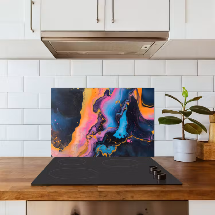 Spatscherm keuken - Modern - Marmer - Oranje — 6