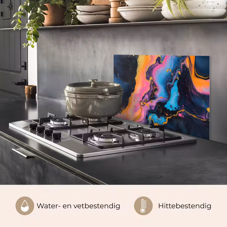 Spatscherm keuken - Modern - Marmer - Oranje — 7