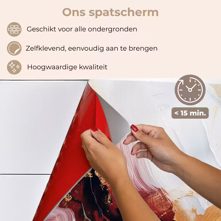 Spatscherm keuken - Rood - Abstract - Goud - Modern — 4