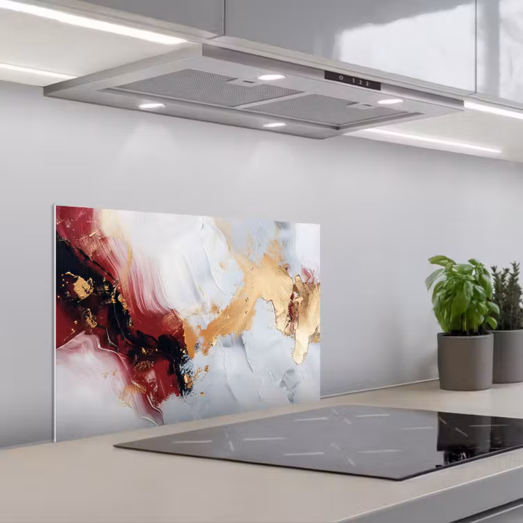 Spatscherm keuken - Rood - Abstract - Goud - Modern — 5