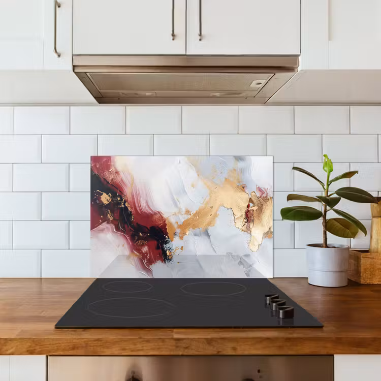 Spatscherm keuken - Rood - Abstract - Goud - Modern — 6