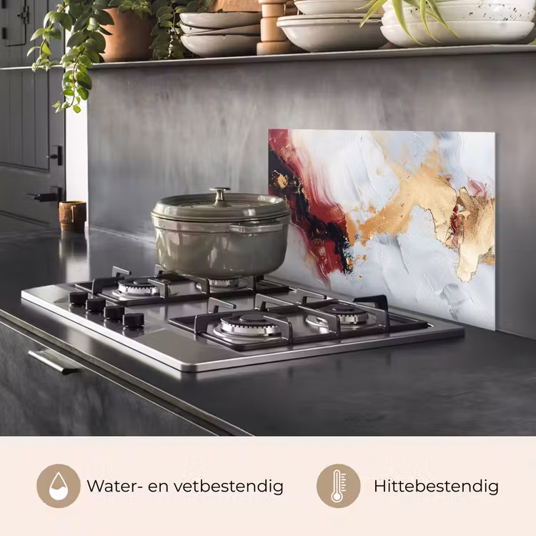 Spatscherm keuken - Rood - Abstract - Goud - Modern — 7