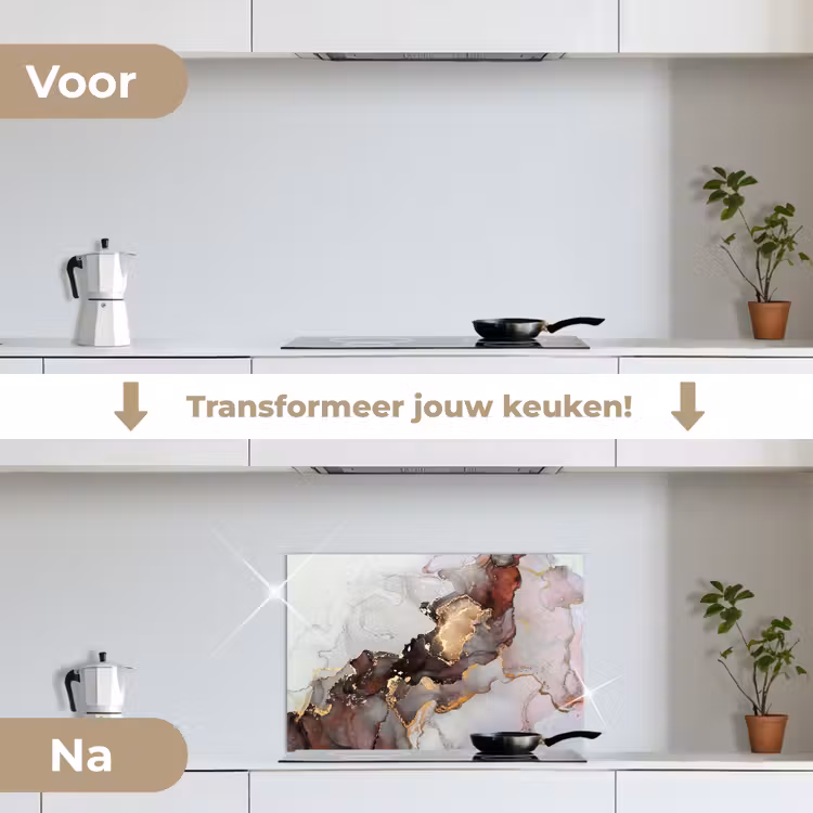 Spatscherm keuken - Rood - Marmer - Goud — 3