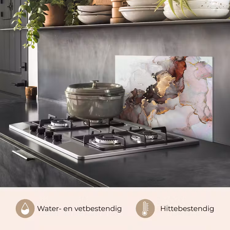 Spatscherm keuken - Rood - Marmer - Goud — 7