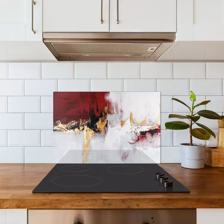 Spatscherm keuken - Rood - Marmer - Abstract - Goud - Modern — 6