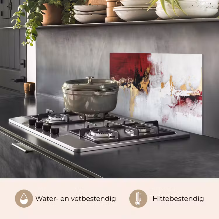 Spatscherm keuken - Rood - Marmer - Abstract - Goud - Modern — 7