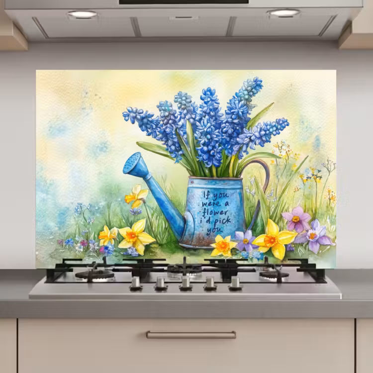 Spatscherm keuken - Lavendelbloemen - Quote - Gieter — 1