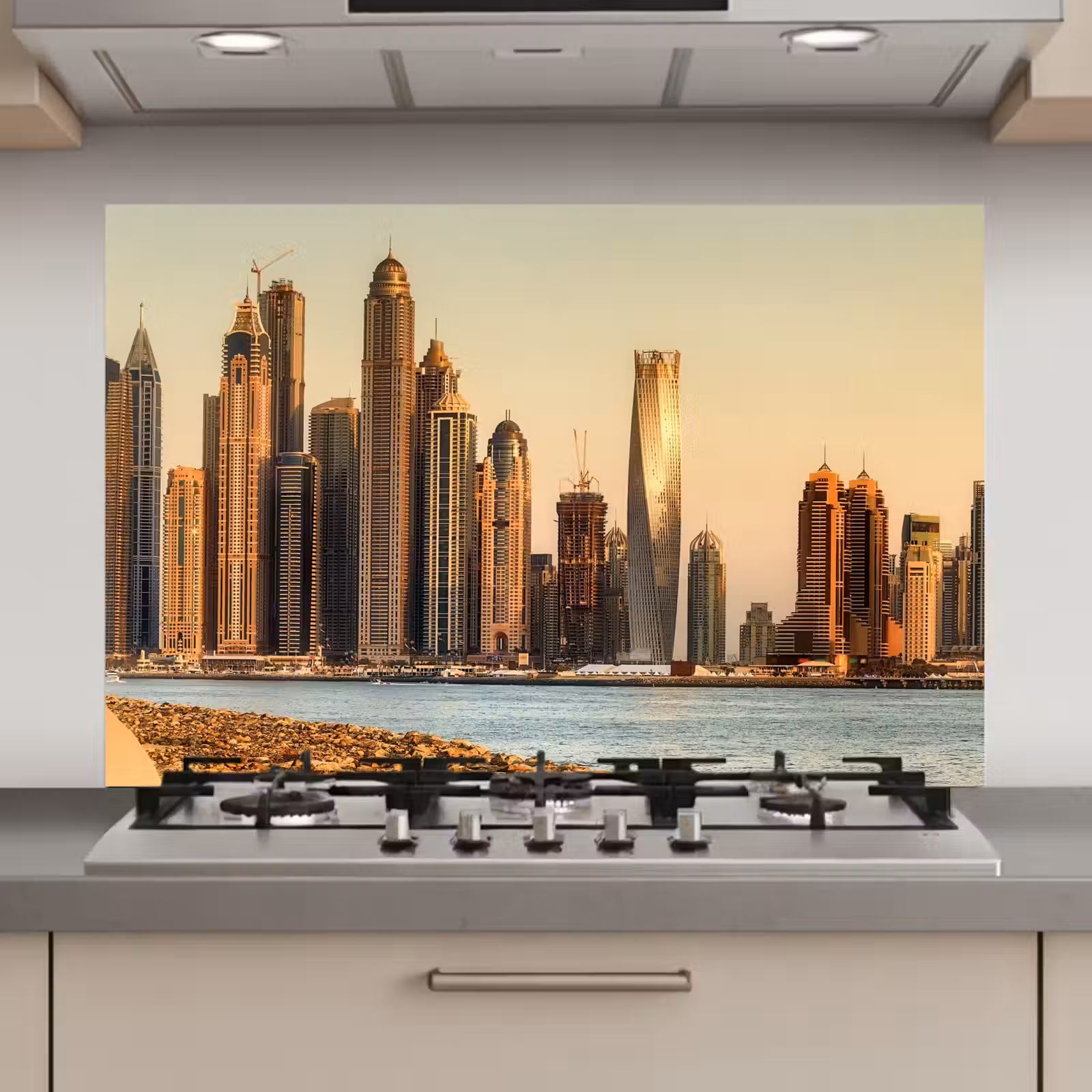 Spatscherm keuken - Skyline - Kanaal - Wolkenkrabbers — 1
