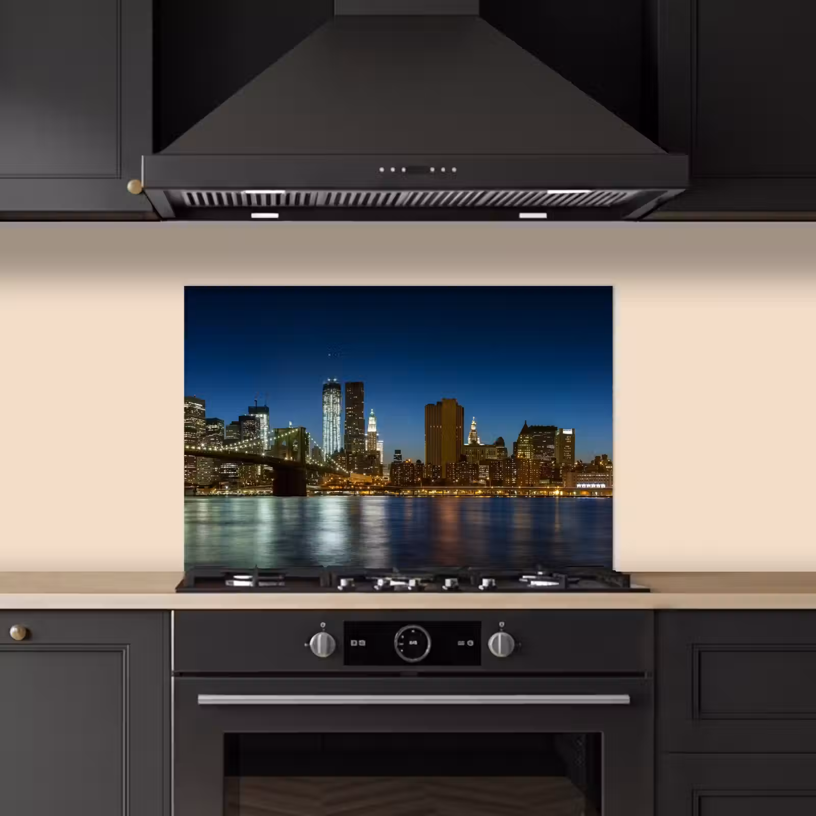 Spatscherm keuken - Stadslichten - Avond - Skyline - Brug — 1