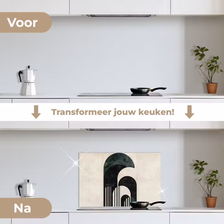 Spatscherm keuken - Bogen - Donkergroen - Lijnen — 3