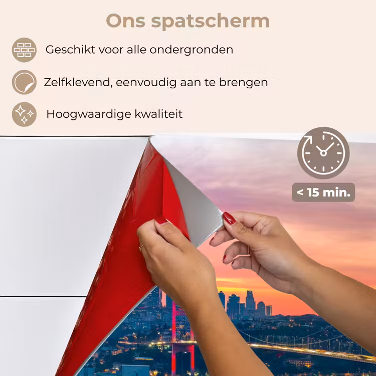 Spatscherm keuken - Brug - Rood - Skyline - Water — 3