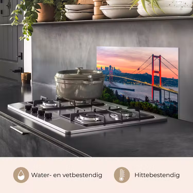 Spatscherm keuken - Brug - Rood - Skyline - Water — 6