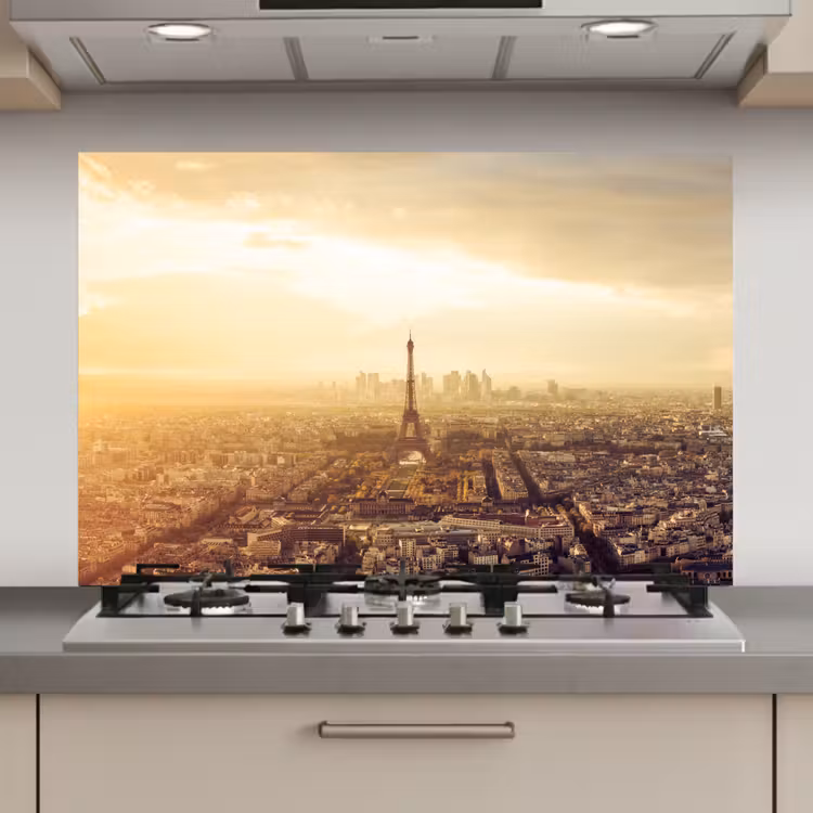 Spatscherm keuken - Parijs - Skyline - Zonsondergang - Steden — 1