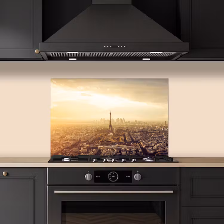 Spatscherm keuken - Parijs - Skyline - Zonsondergang - Steden — 2