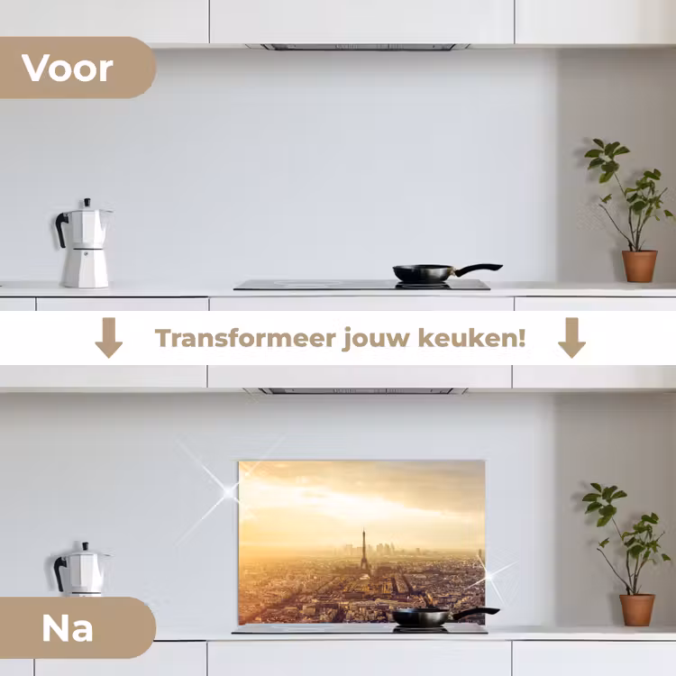 Spatscherm keuken - Parijs - Skyline - Zonsondergang - Steden — 3