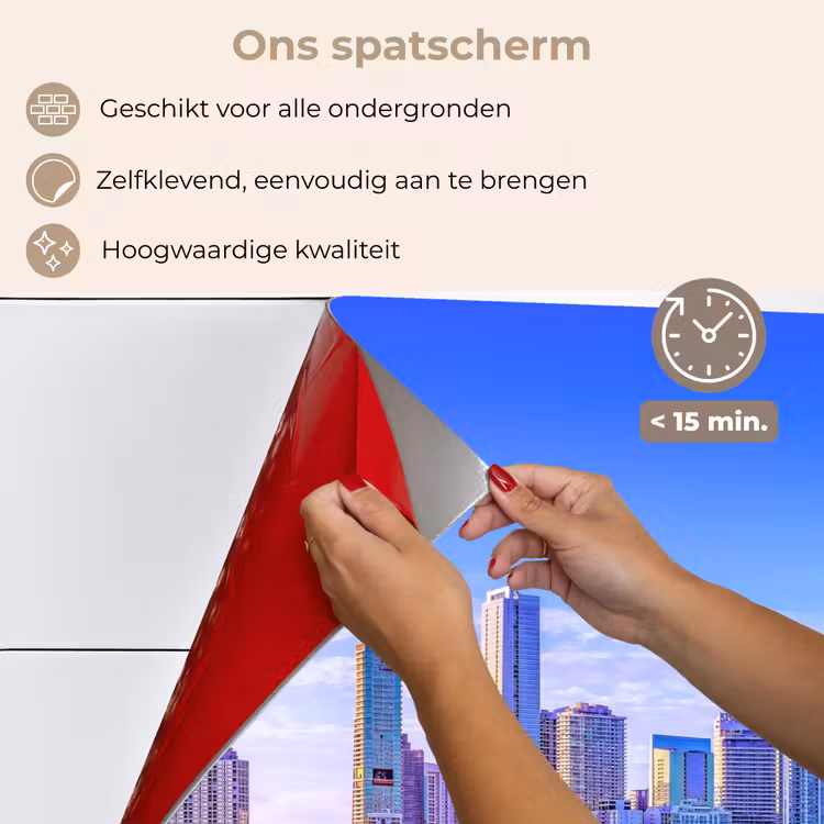 Spatscherm keuken - Skyline - Blauw - Wolkenkrabbers - Stad — 4