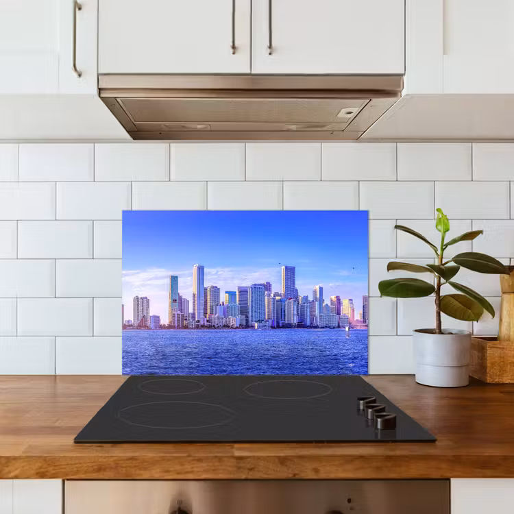Spatscherm keuken - Skyline - Blauw - Wolkenkrabbers - Stad — 6