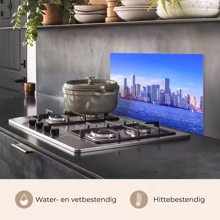 Spatscherm keuken - Skyline - Blauw - Wolkenkrabbers - Stad — 7