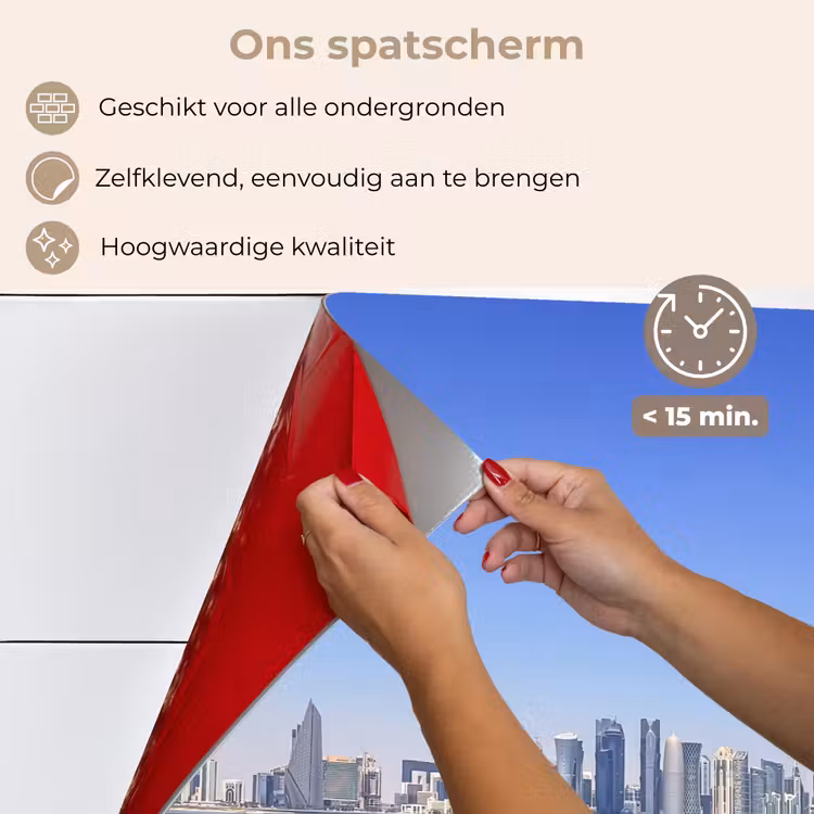 Spatscherm keuken - Skyline - Blauw - Zee - Gebouwen - Stad — 4