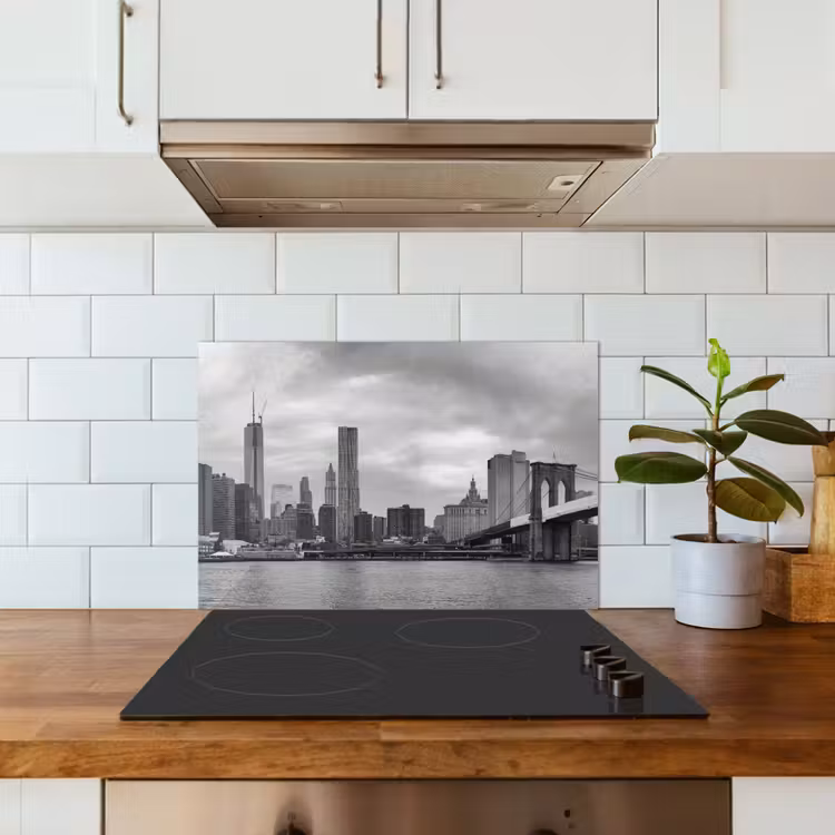 Spatscherm keuken - Skyline - Brug - Gebouwen - Kleurloos — 5