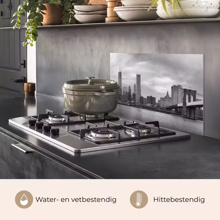 Spatscherm keuken - Skyline - Brug - Gebouwen - Kleurloos — 6