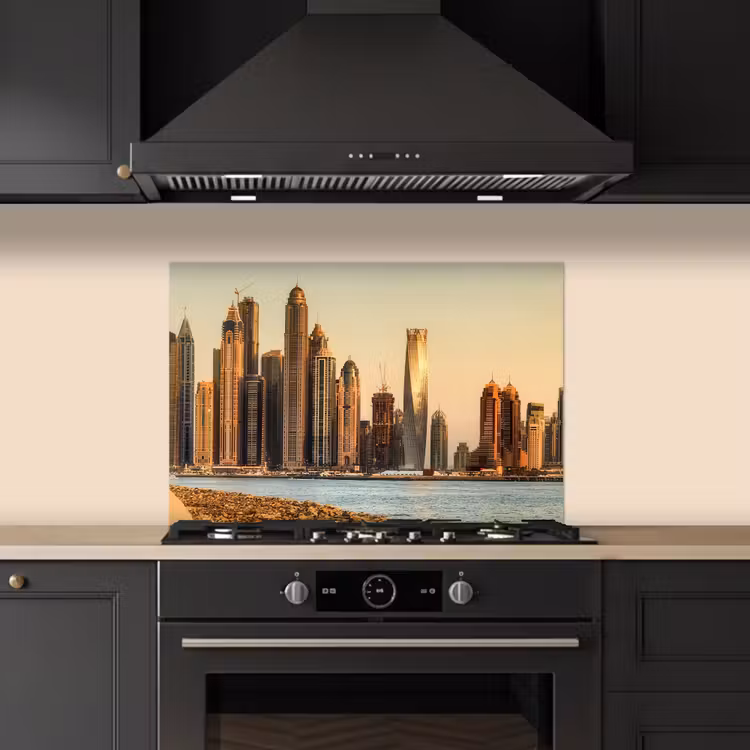 Spatscherm keuken - Skyline - Kanaal - Wolkenkrabbers — 2
