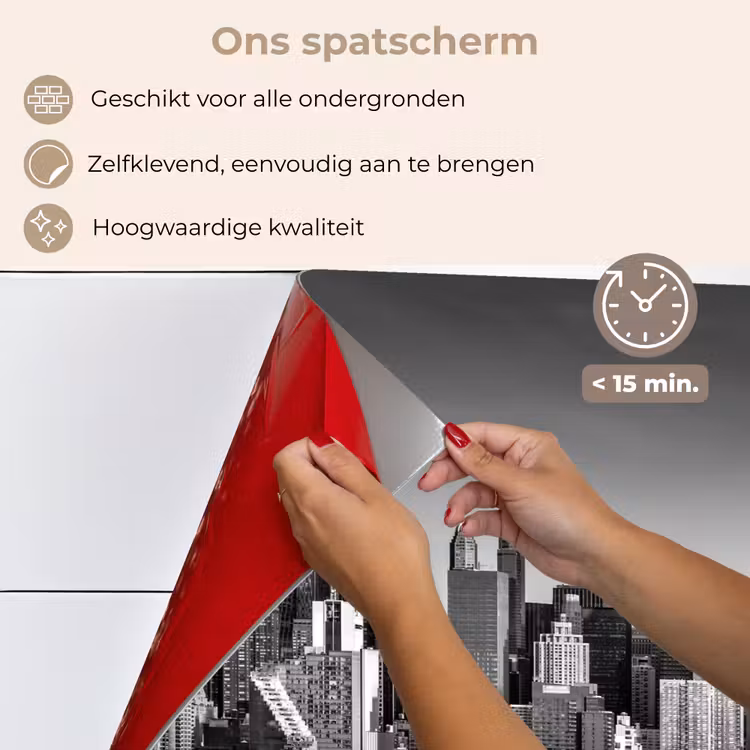 Spatscherm keuken - Skyline - Stad - Wolkenkrabbers - Zwart - Wit — 4