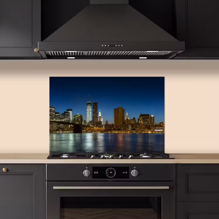 Spatscherm keuken - Stadslichten - Avond - Skyline - Brug — 1