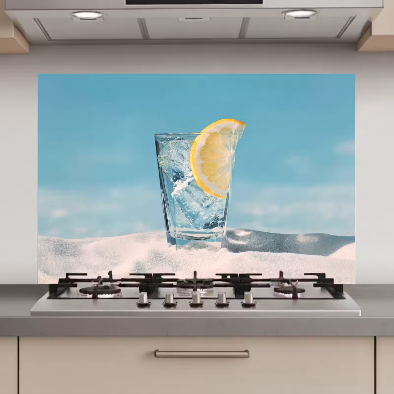 Spatscherm keuken - Glas - ijsblokjes - Citroen — 1