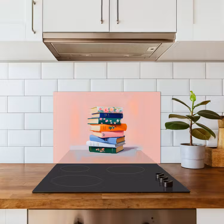 Spatscherm keuken - Boeken - Stapel - Kleurrijk — 6