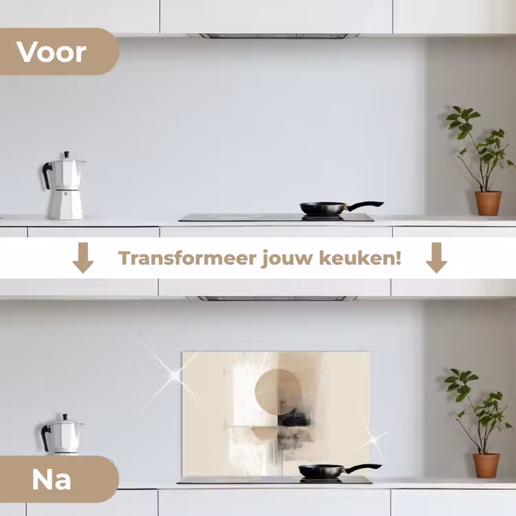 Spatscherm keuken - Cirkel - Compositie - Diepte - Beige — 3
