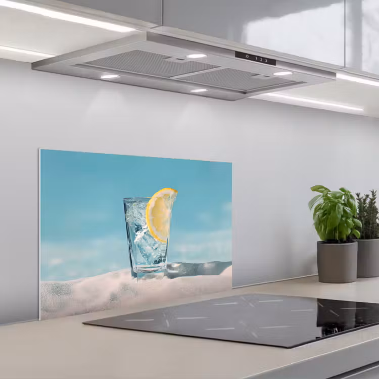 Spatscherm keuken - Glas - ijsblokjes - Citroen — 5