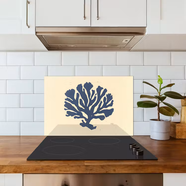 Spatscherm keuken - Blauw koraal - Vertakkingen - Beige — 6