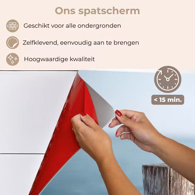 Spatscherm keuken - Houten steiger - Helderblauwe lucht — 4