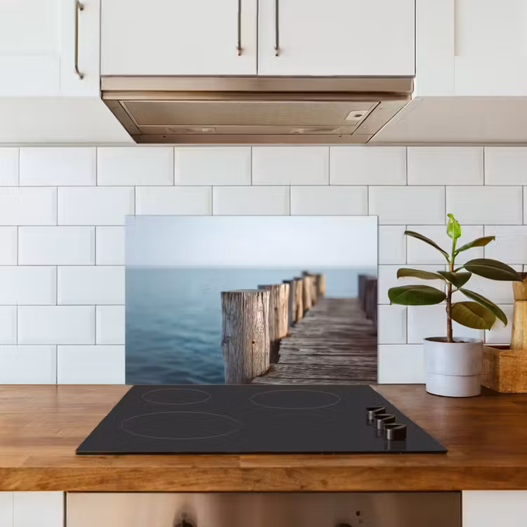 Spatscherm keuken - Houten steiger - Helderblauwe lucht — 6