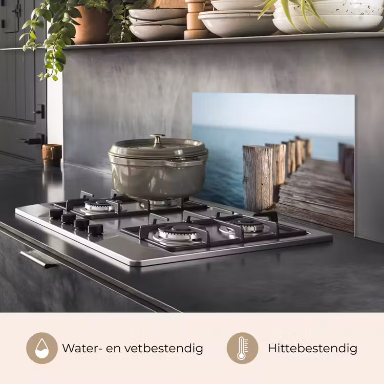Spatscherm keuken - Houten steiger - Helderblauwe lucht — 7