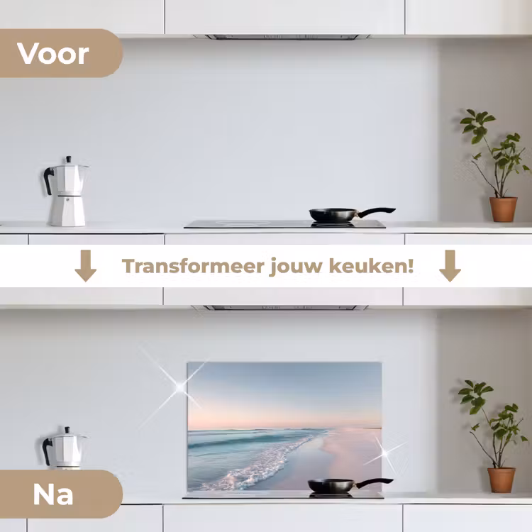 Spatscherm keuken - Kustlijn - Pastel - water — 3