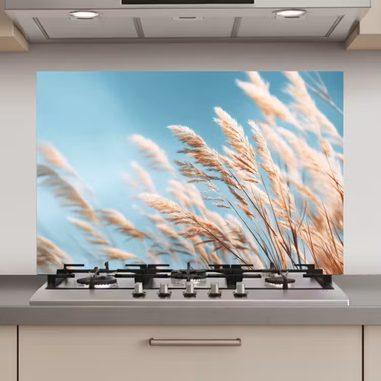 Spatscherm keuken - Siergras - Wind - Lichtbruin — 1