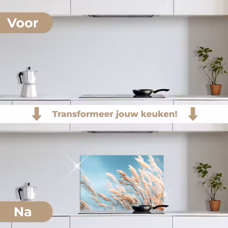 Spatscherm keuken - Siergras - Wind - Lichtbruin — 3