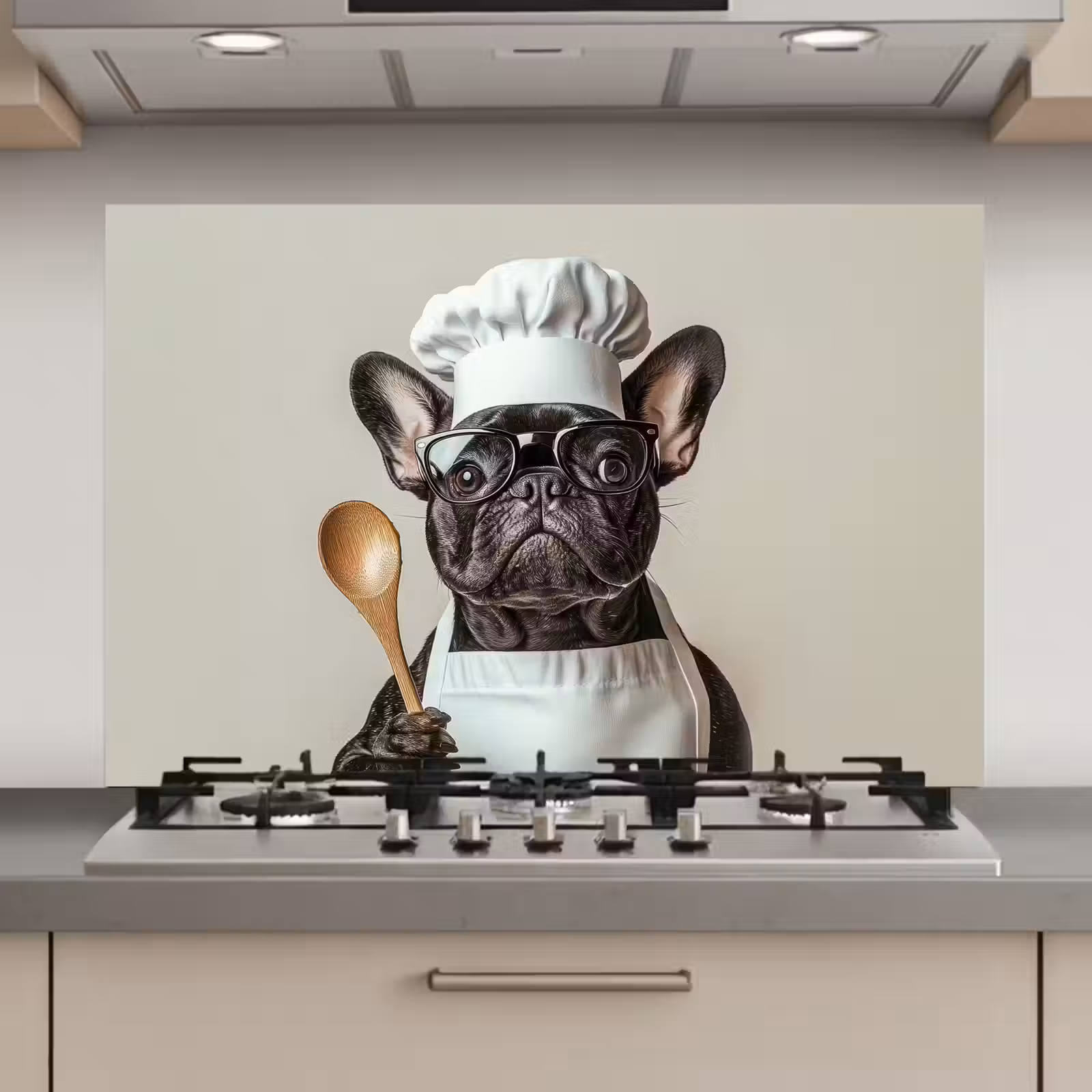 Spatscherm keuken - Bril - Hond - Kok — 1