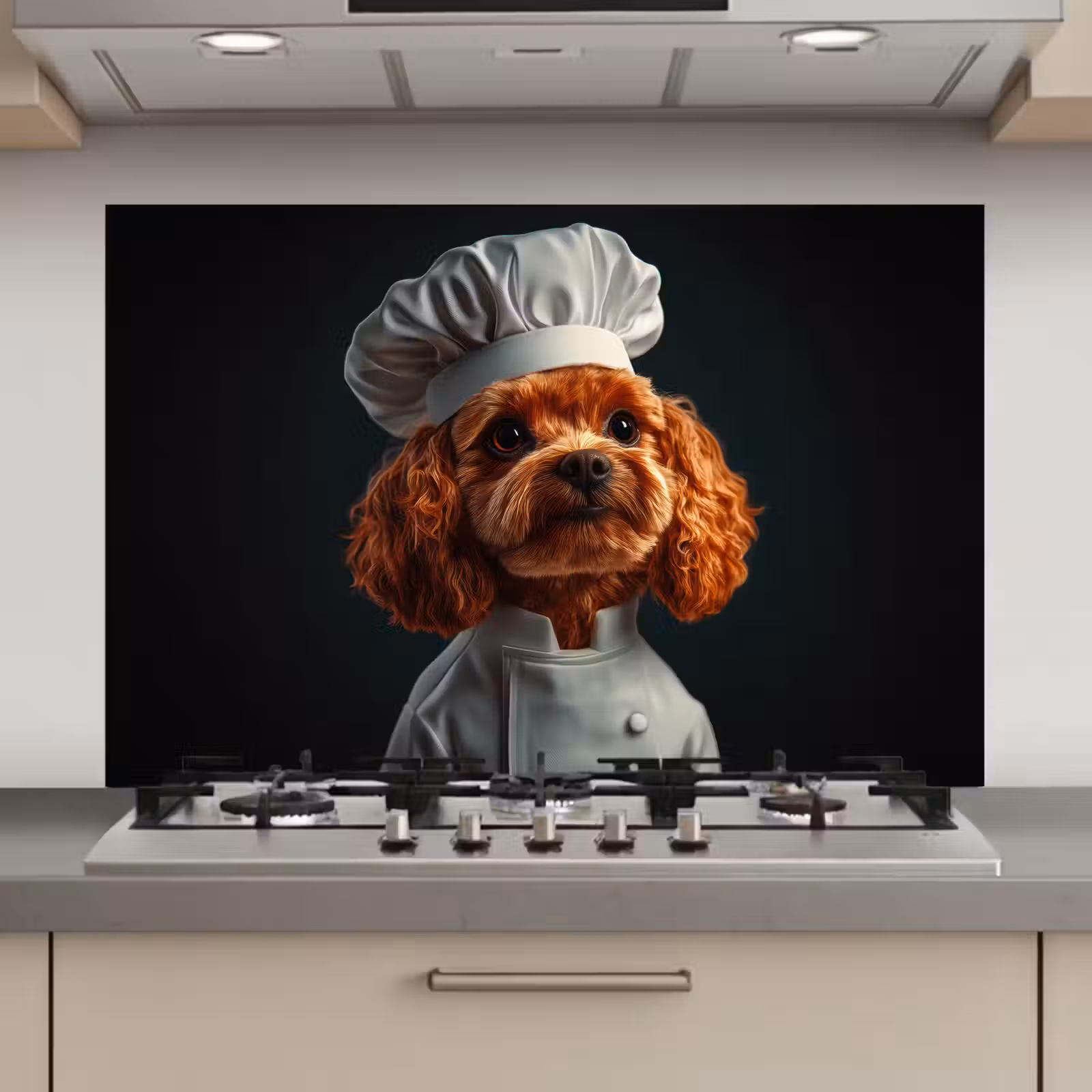 Spatscherm keuken - Bruin - Kok - Hondje — 1