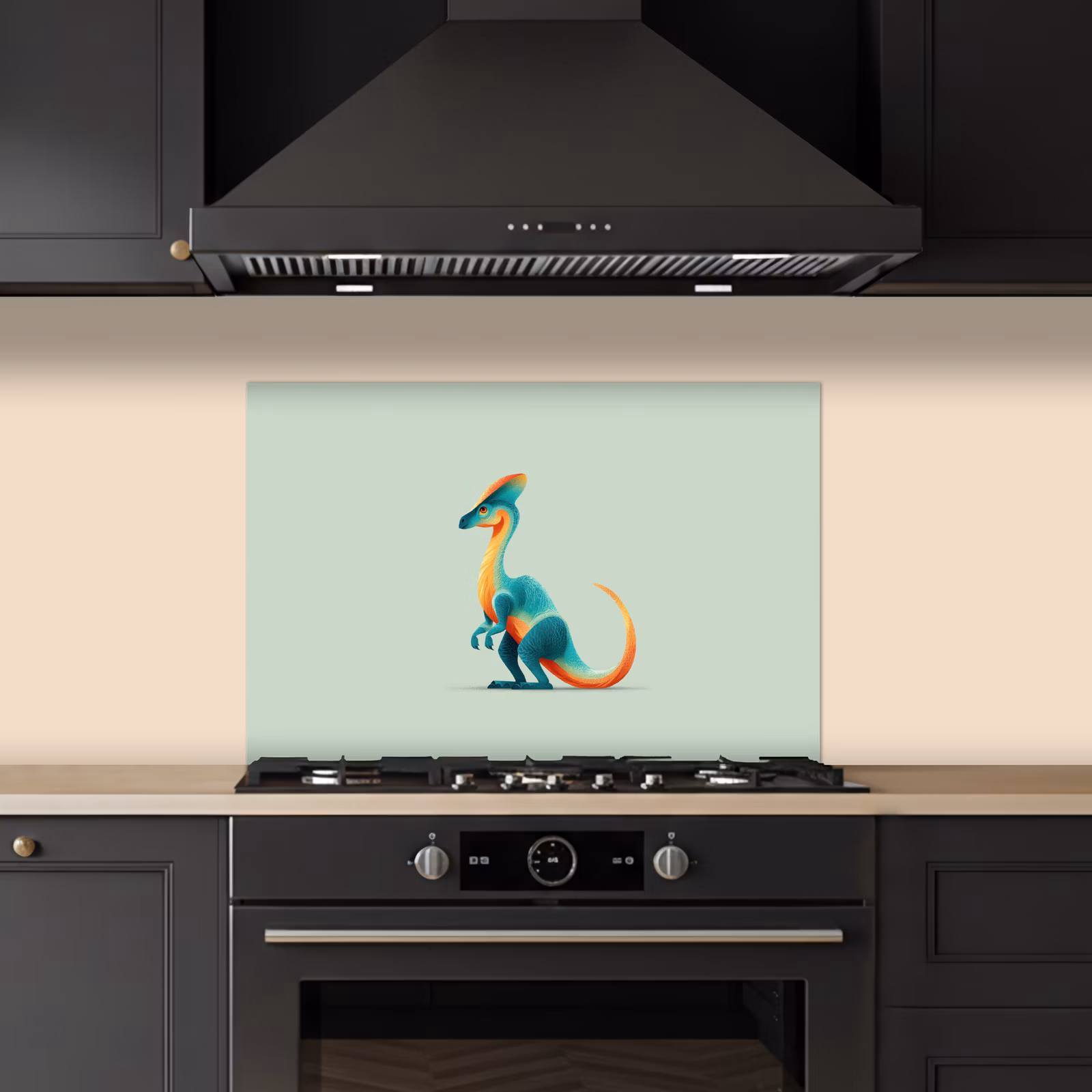 Spatscherm keuken - Staart - Dino - Minimalistisch - Blauw — 1