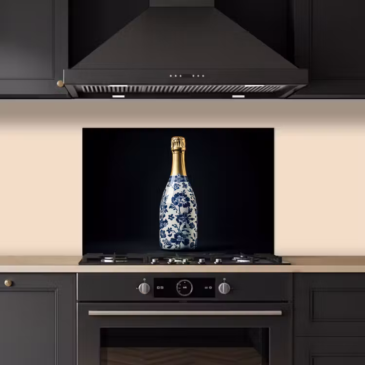 Spatscherm keuken - Champagne - Bloemen - Goud - Chique — 2