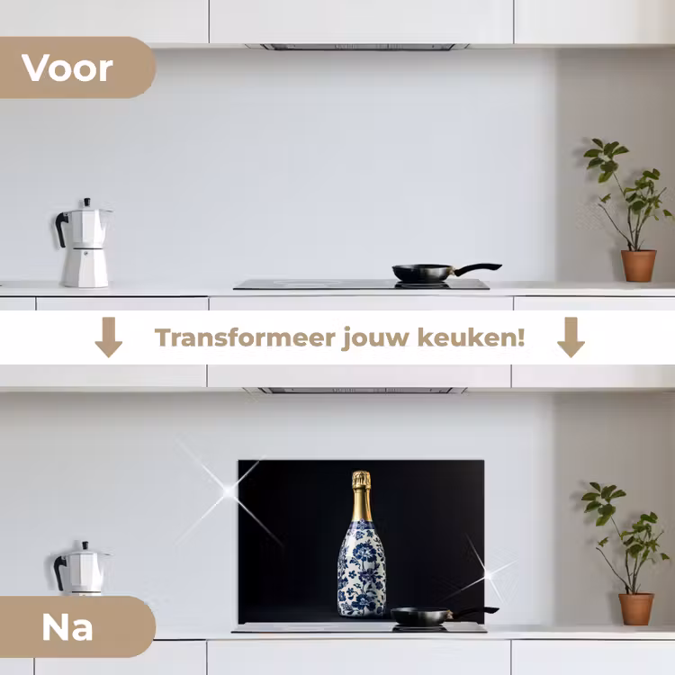 Spatscherm keuken - Champagne - Bloemen - Goud - Chique — 3