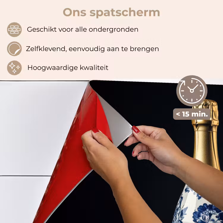 Spatscherm keuken - Champagne - Bloemen - Goud - Chique — 4